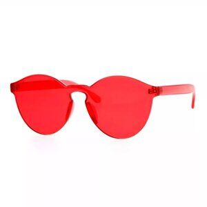UV400 Rimless Flat Lens Sunglasses One Thick Translucent Round Lens Frame